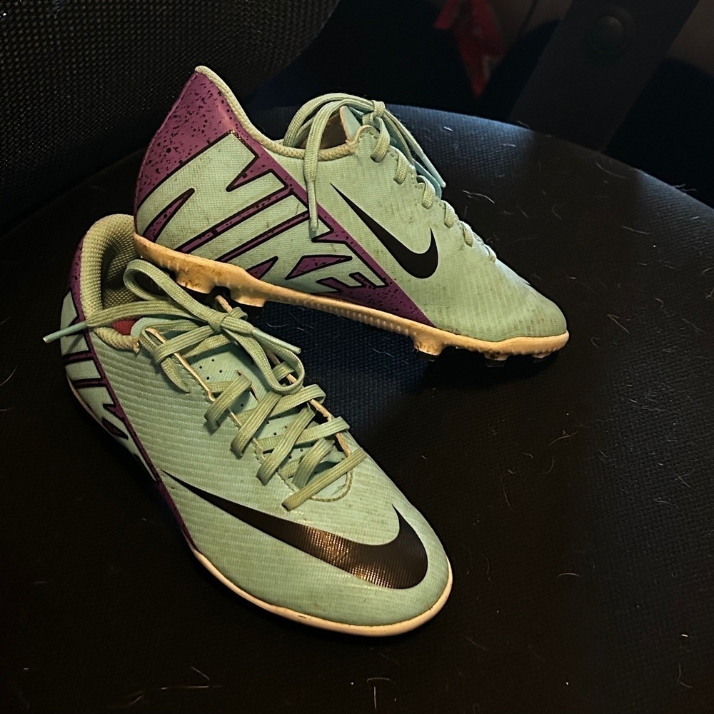 Nike Kids Soccer Cleats Light Blue/Purple Jr. Mercurial Vapor Size 1.5 T52